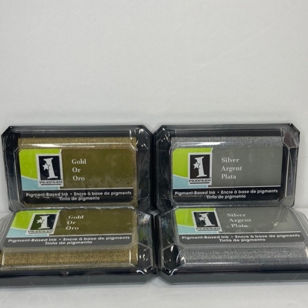 Inkadinkado Pigment Based Ink Stamp Pad Silver Gold 2 Each Crafts